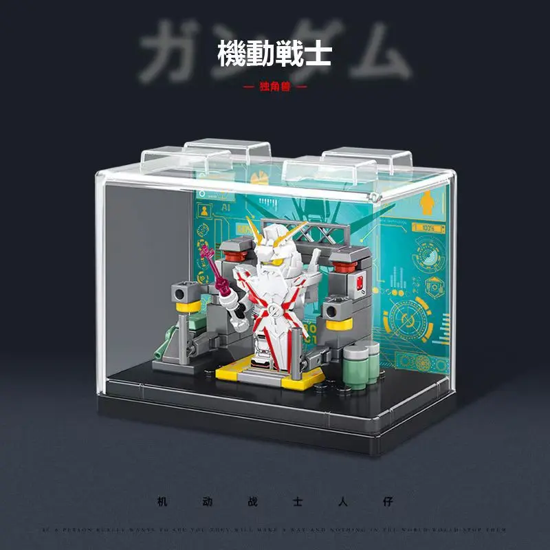 Gioco di animazione Giocattoli periferici Blocchi di costruzione Giocattolo di assemblaggio Zaku RX-78 Mini Anime Action Figure con regali di visualizzazione della collezione