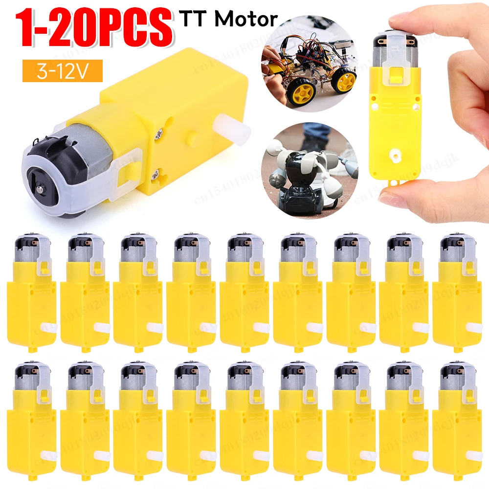 1-10Pcs DC 3-12V TT Motor Module Robot Intelligent Car Dual Shaft Geared Motor Gearmotor Gearbox Motor for DIY Smart Car Robot