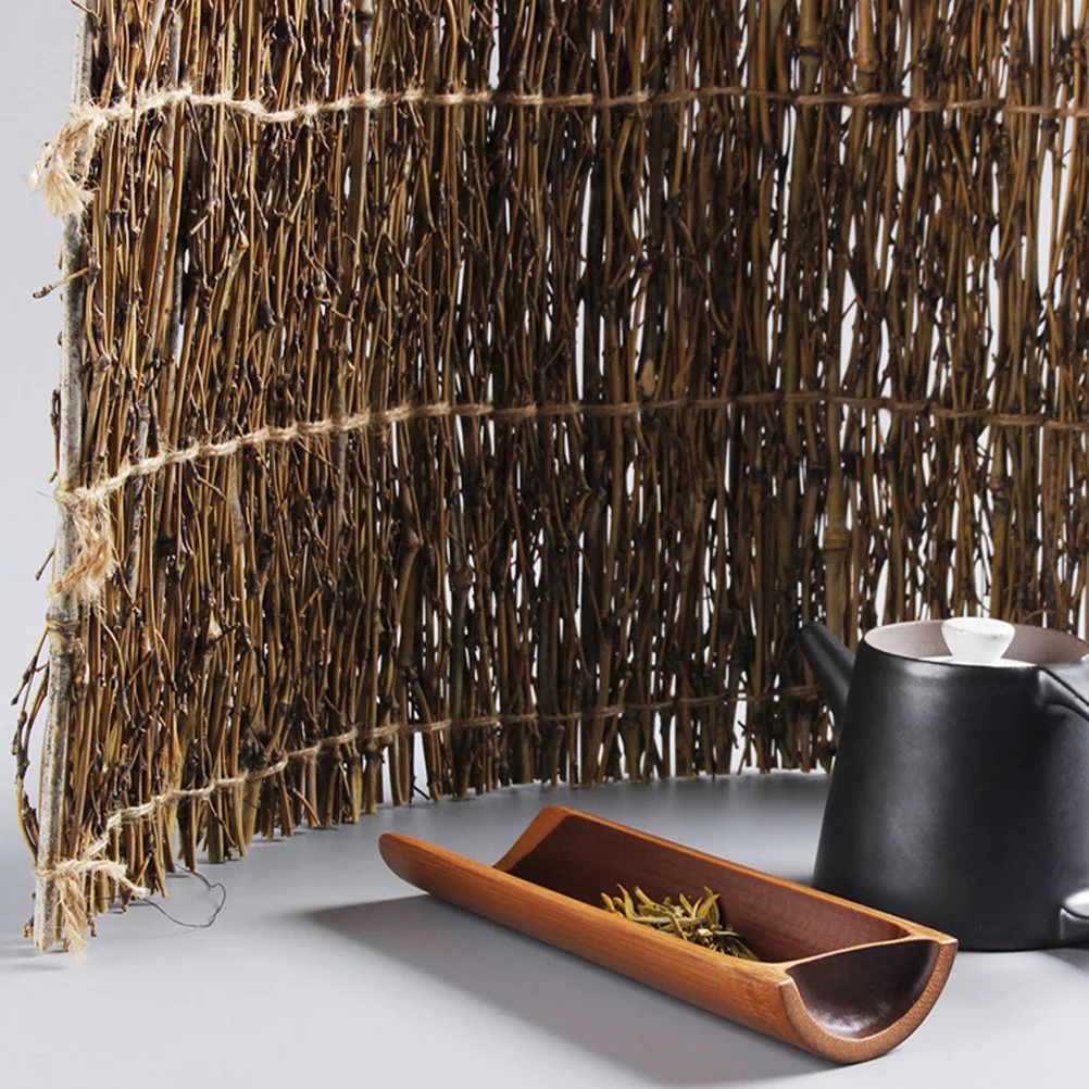 Bamboo Branch Props for Photography Woven Tea Mat Retro Photo Background Home Decoration Lightweight Compact Storage