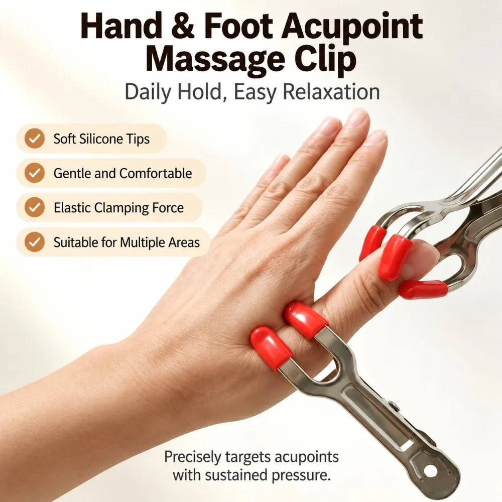 5/6PCS Durable Metal Massage Clip Rubber Tip Hand Operate Hand Clamp Point Press V Shape Point Tool Ear Massage