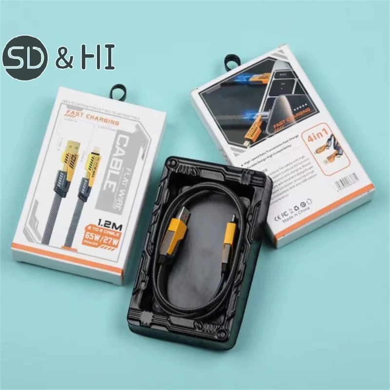 Mecha Data Cable Four-in-one Super Fast Charging PD27W Charging Dual Type-c65W Fast Charging Cable Multi-function ExtensionCable