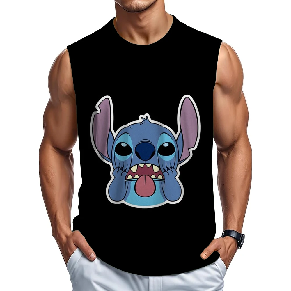 

Disney Stitch funny print Tank Tops For Man Colorful Pattern Tees Summer Casual Vest Oersized Sports Street Tank Top