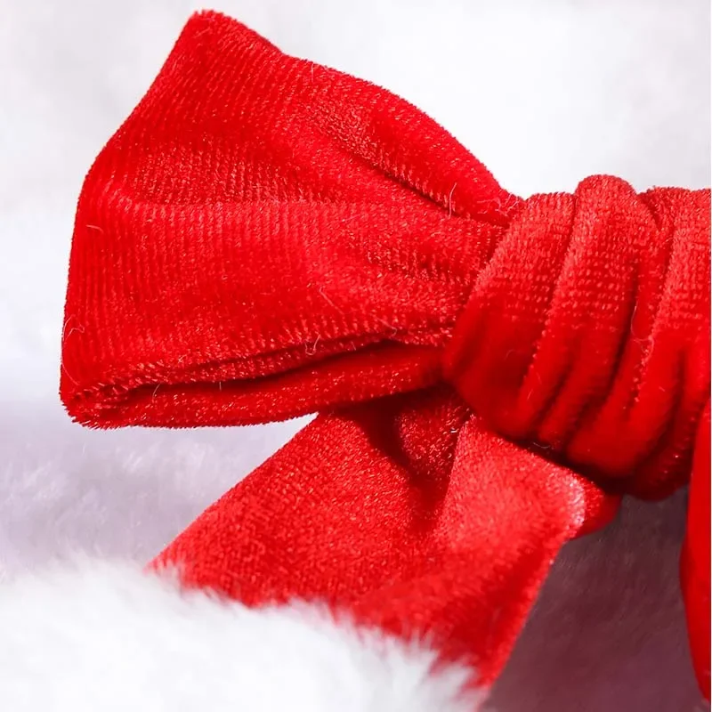 ncmama New Red Coral Fleece Hair Bow Clips Christmas Bow Hairpin for Kids Girls Baby Barrettes Headwear Winter Hair Accessories