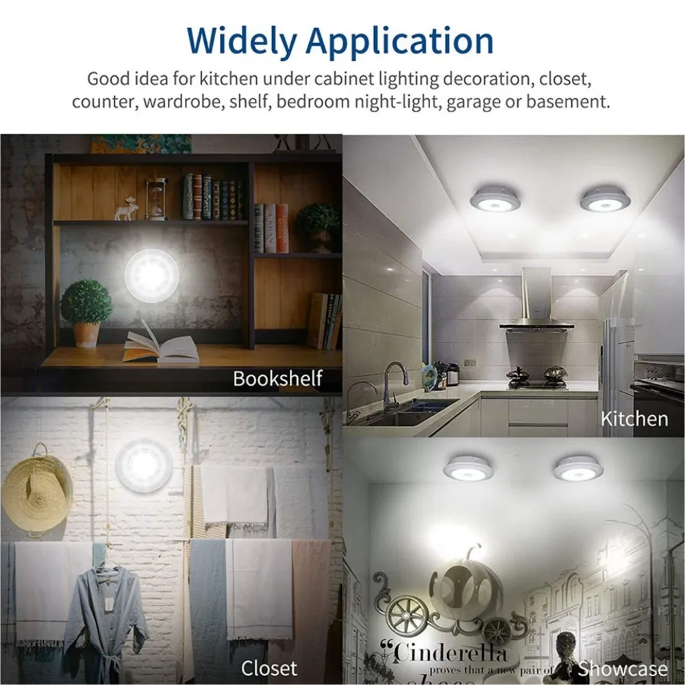 3W Super Bright Cob Under Cabinet Light LED Wireless Remote Control Dimmable Wardrobe Night Lamp For Bedroom Kitchen Nightlight