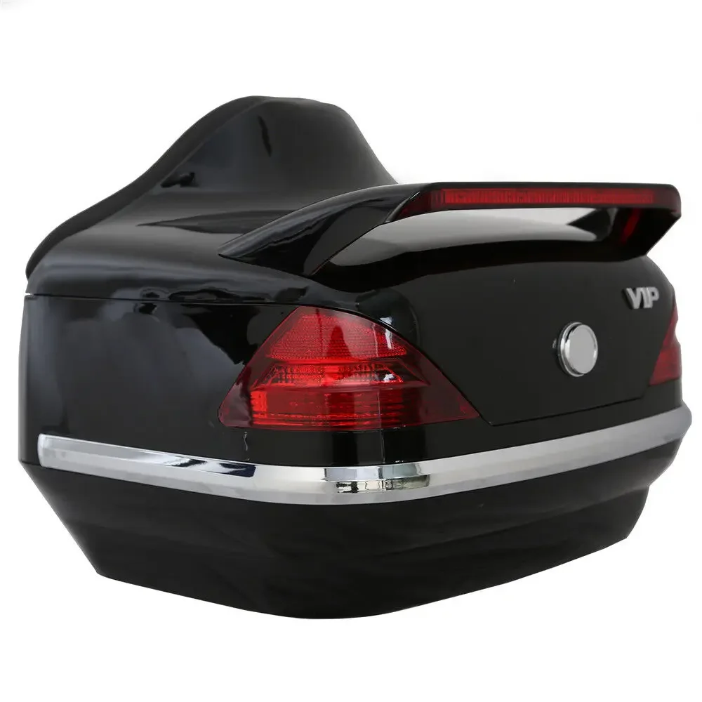 

Black Motorcycle Scooter Trunk Storage Box Case Tour Pack Luggage W/ Tail Lights