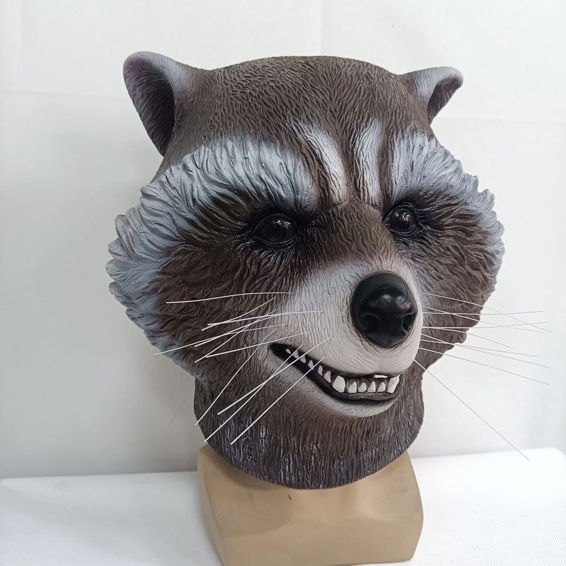 Realistische Waschbär-Latexmaske für Erwachsene, Halloween-Cosplay-Kostüm-Requisite, Karneval-Maskerade-Party-Tierkopfbedeckung – Detail 6