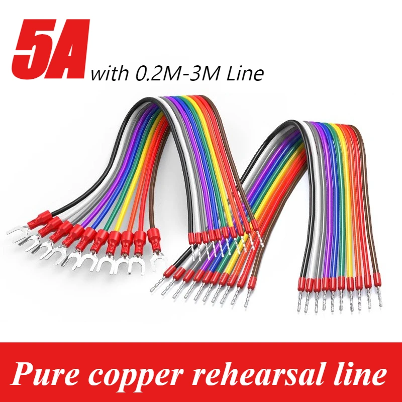 5A 0.5 Square Tube Terminal Arrangement Line High-current DuPont Power Cord 0.3mm² Double-ended Crimping U-shaped Terminal Wire