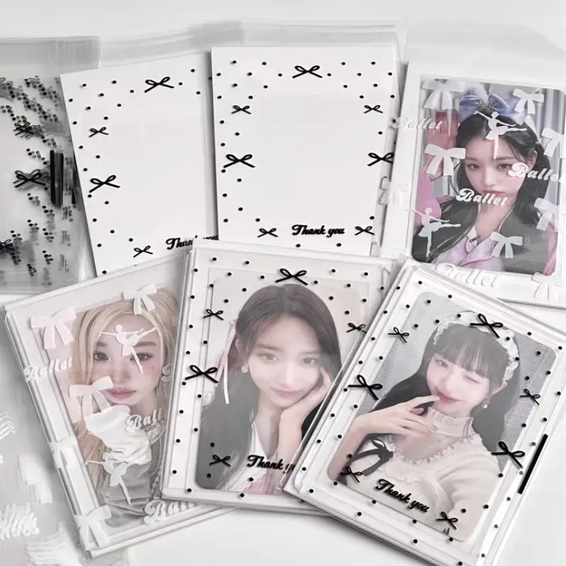50pcs Idol Card Sleeves INS Ballet Bow Holder For Photo Postcards Top Load Films Photocard Game Cards Protector Card Cover Bag