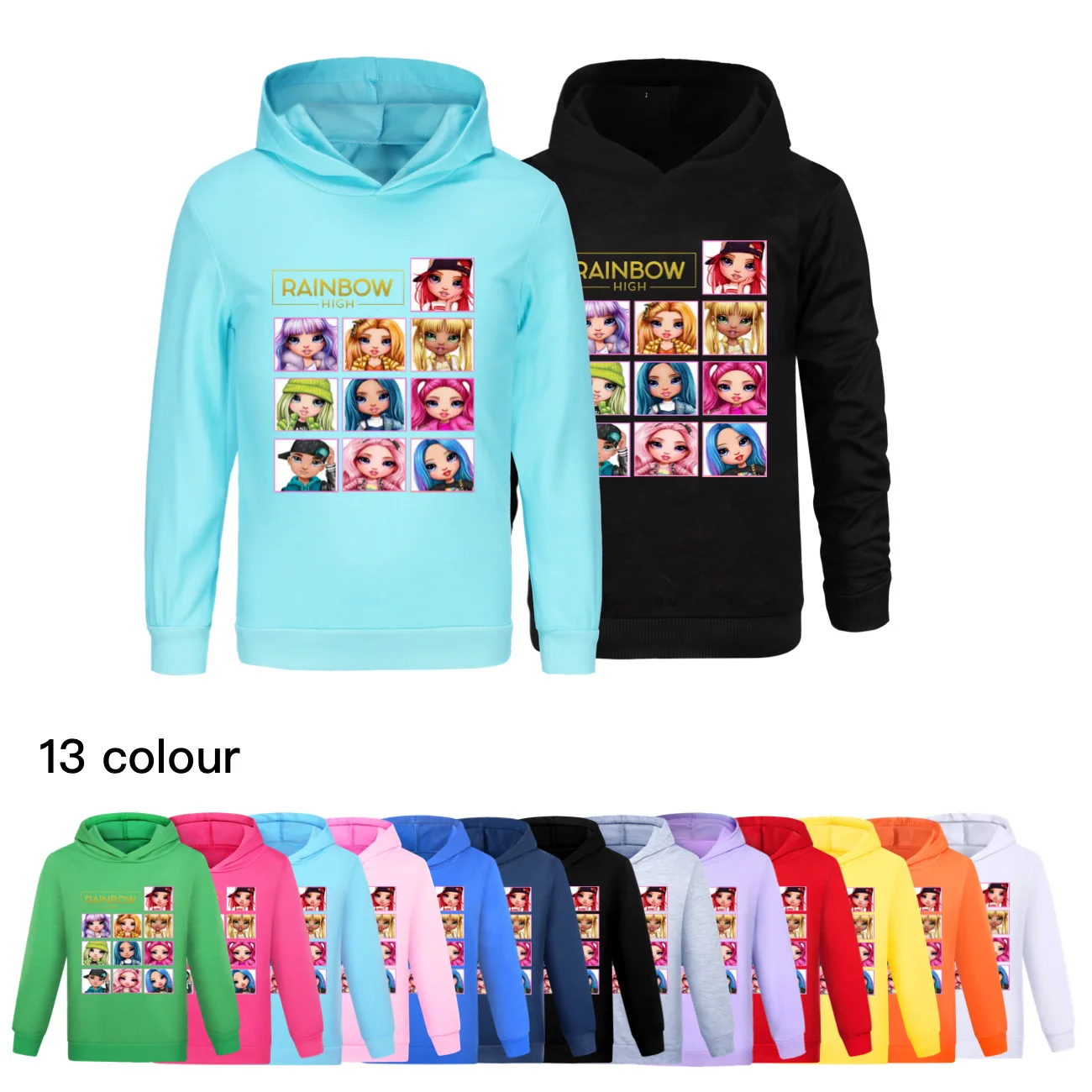 Herfst Kinder Meisjes Sweatshirt Jongens Regenboog Hoge Hoodies Hoodies Lange Mouw Hoodie T-Shirt Top Tieners Verjaardagscadeau Kinderkleding