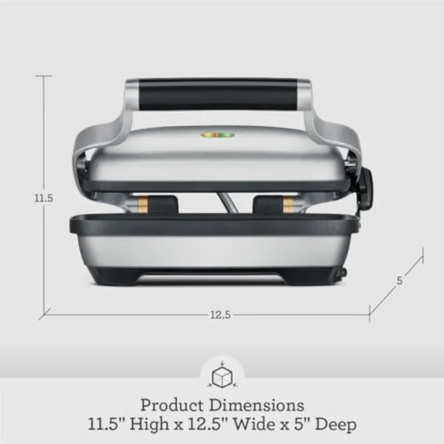 اضغط المثالي Panini Press BSG600BSS من الفولاذ المقاوم للصدأ المصقول لشواء الساندويتش النهائي وتحميصها بالحرارة المتساوية