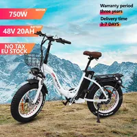 Electric Bike 750W Brushless Motor 48V20AH Lithium Battery City Folding Electric Bicycle 20*4.0 Inch Fat Tire Mountain E Bike