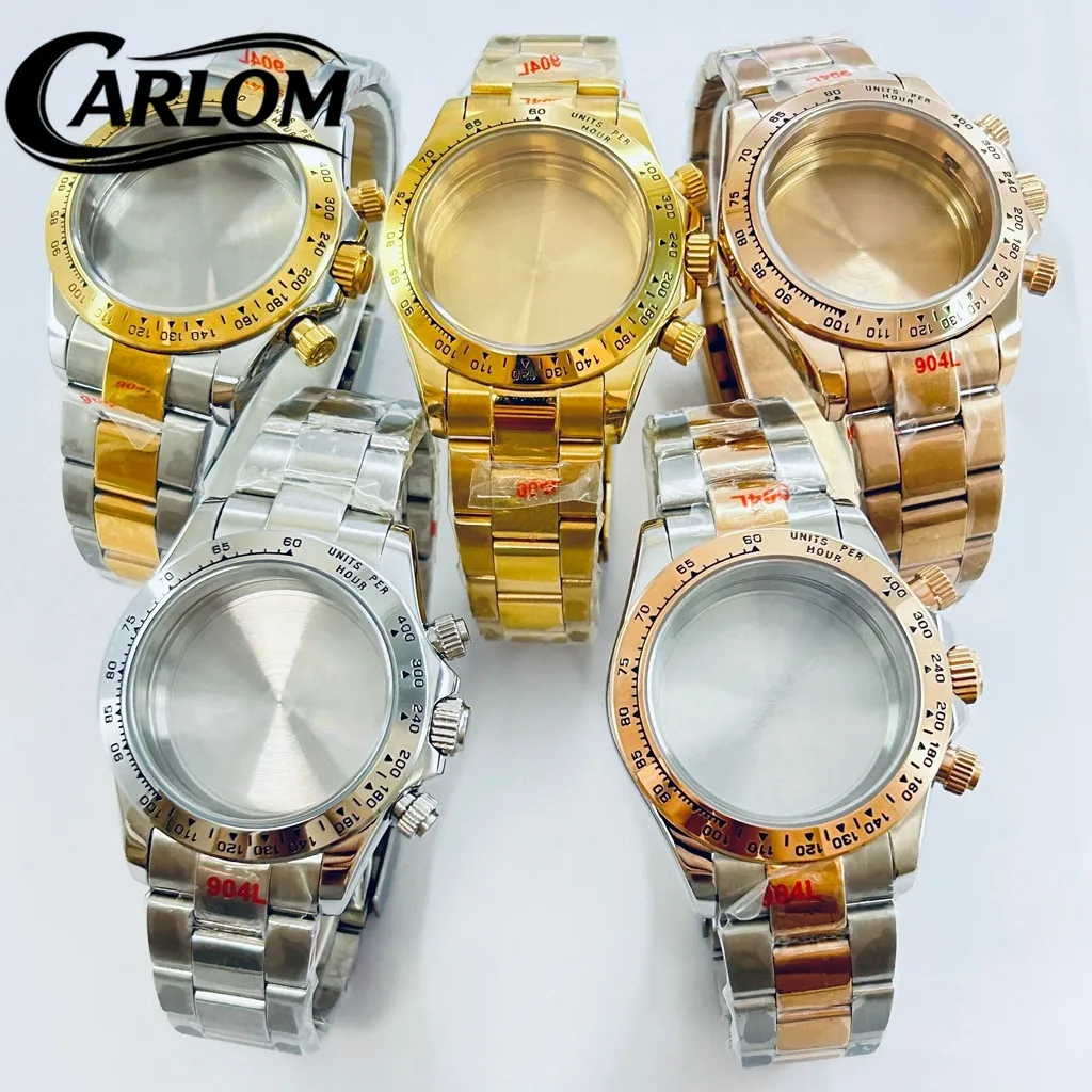 

39mm VK63 VK64 Watch Case Silver Rose Gold Solid Stainless Steel Sapphire Glass for VK63 VK64 Quartz Movement Watch Accessories