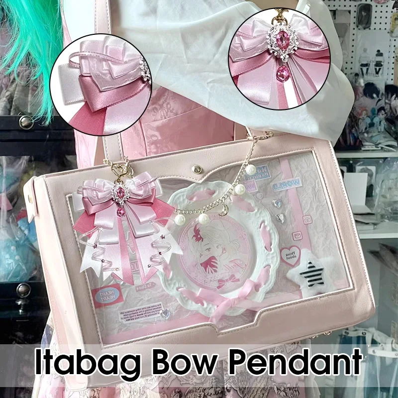 Ribbon Bow Double Layer Ita Bag Pendant Decoration Accessories DIY Handmade Lolita Anime Periphery Bag Tie Jewelry Gift
