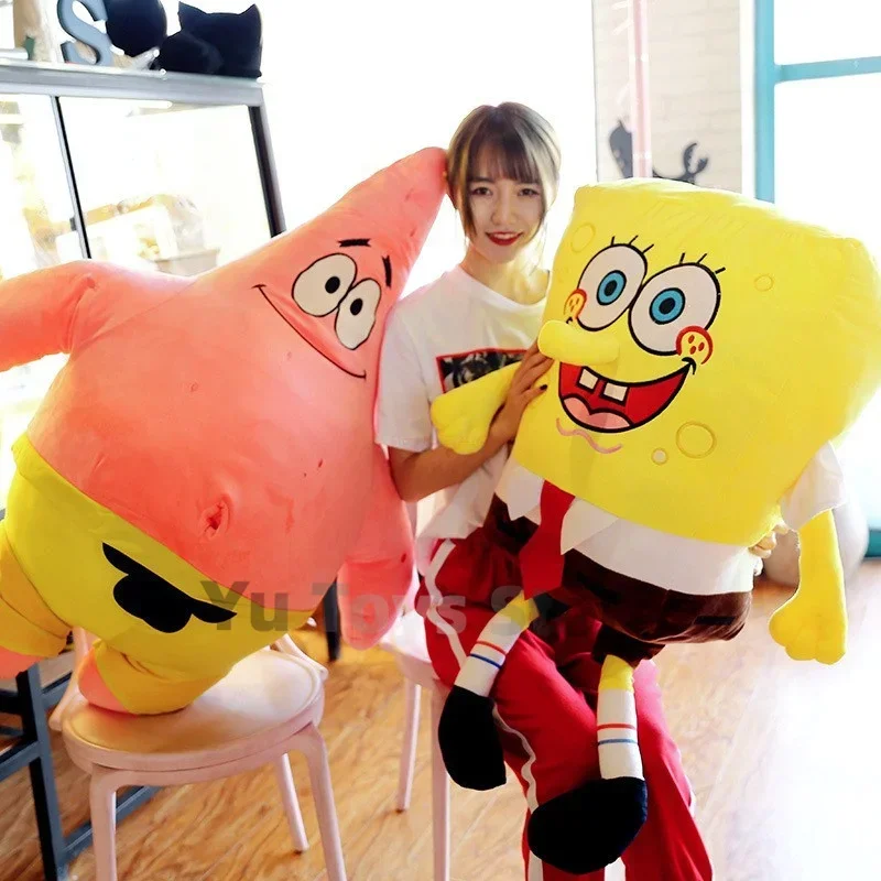 New 25/35/55/75/85/100cm Spongebob Squarepants Series Cute Cartoon Plush Doll Toys Soft Throw Pillow Back Cushion Birthday Gifts