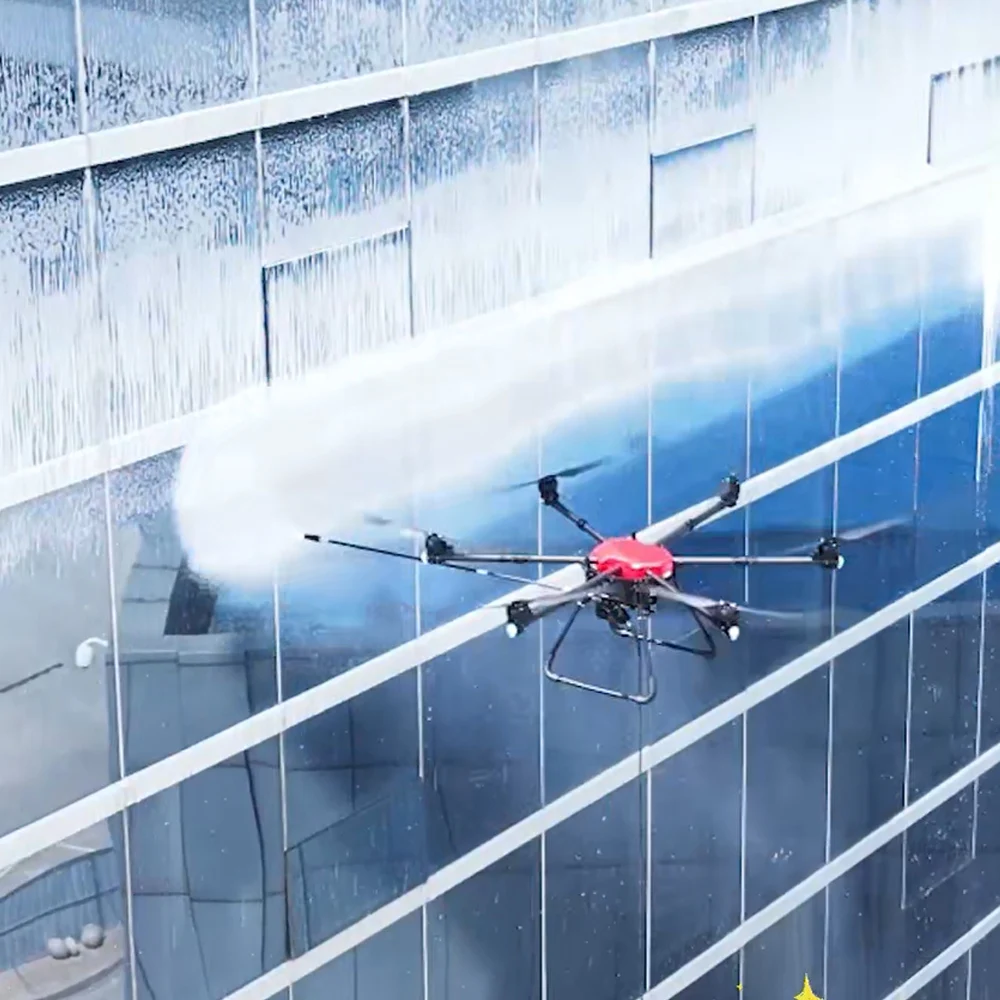 

High Pressure Window Cleaning Drone For Facade | Solar Panel Washing With GPS Flight | Heavy Duty Roof Cleaning System