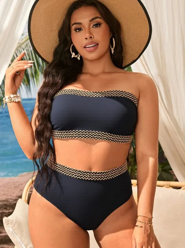 

Купальник для пышных форм с эффектом коррекции фигуры, с цветочным принтом, из двух частей, с утягивающим поясом, пляжный комплект бикини