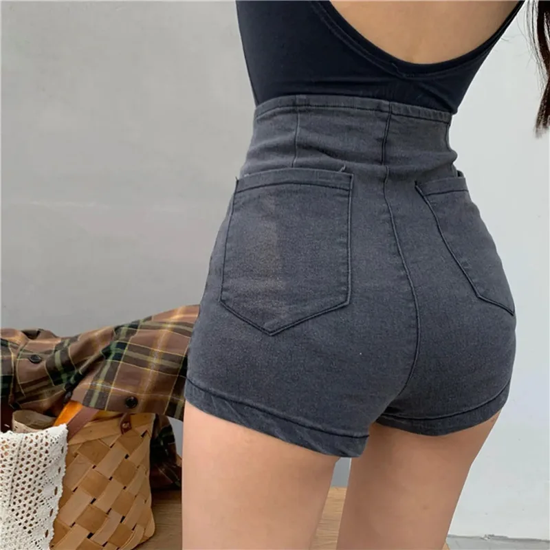 

Black Denim Shorts Women's Thin New High-waisted Loose A-line Ultra-short Tight Hot Pants Ladies Casual All-matched Jeans Q559