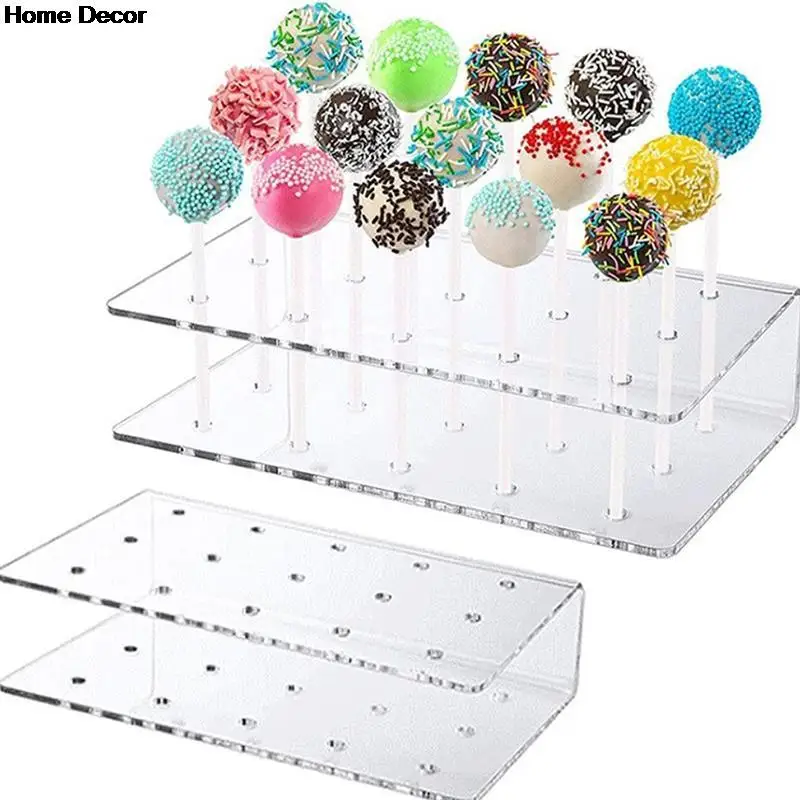 1x 15 Hole Cake Lollipop Holder Display Stand Acrylic Holder Clear Durable Candy Holder for wedding party birthday dessert stand