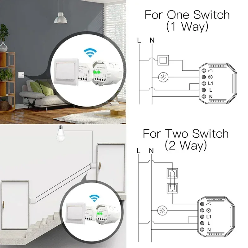 DIY WiFi Smart Light Switch Breaker Module, Remote 1/2 Way Control Wall Switch, Smart Life Tuya Home APP with Alexa Echo Google