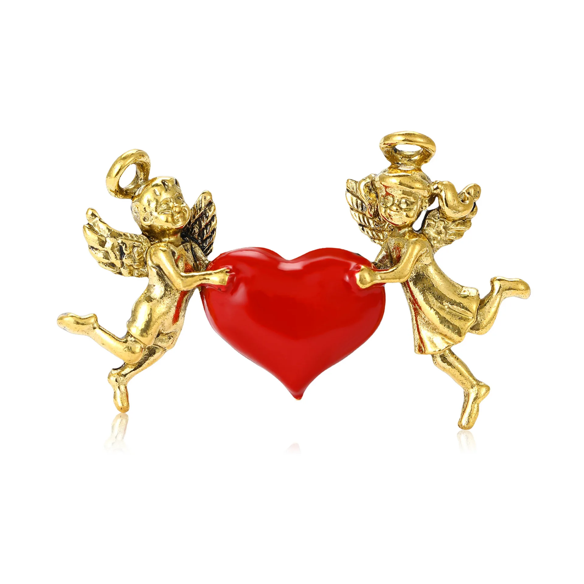 

Valentine's Day Retro Angel Enamel Heart Brooch Available in Two Colors For Men And Women, Lapel Pin, Party Daily Dress Jewelry
