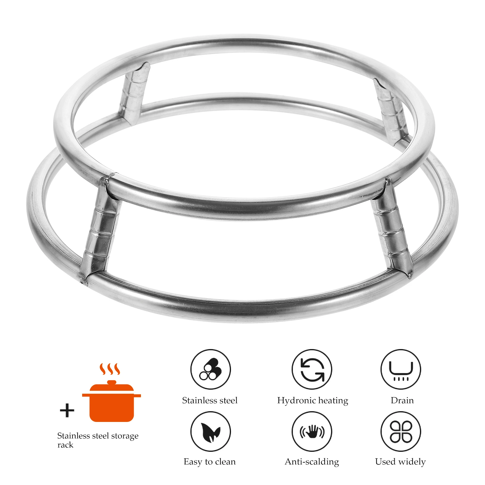 

2pcs Stainless Steel Wok Storage Rack Set Frying Pot Stand Steaming Holder Round Kitchen Household Pan Multi-functional