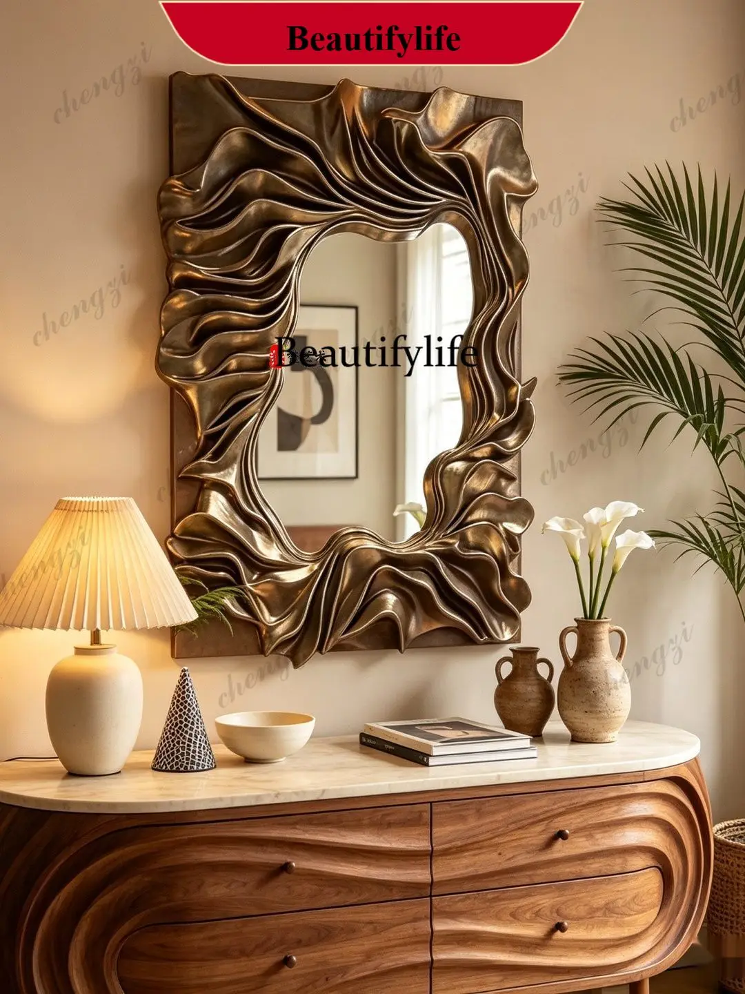 z183 French retro entrance decorative mirror bathroom wall hanging bathroom mirror vanity mirror American wall