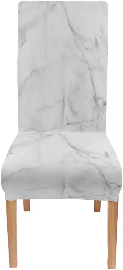 Marble Background Stretch High Back Chair Cover 1Pc, Removable Slipcover Anti-dust Seat Protector for Kitchen Wedding Party