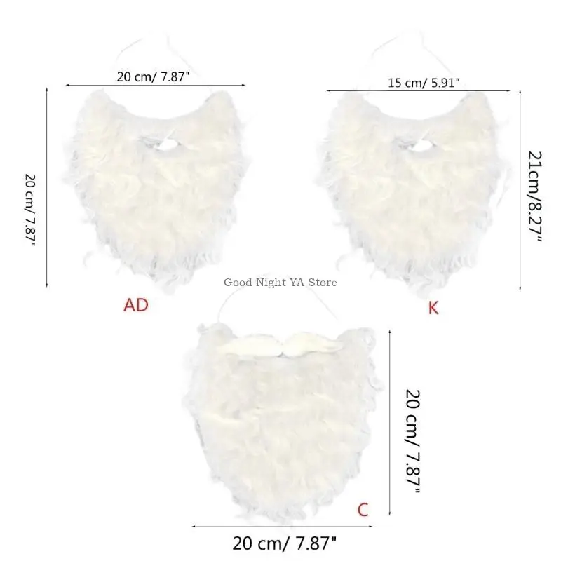 Santa Fake Beards Kostüm Bart Alter Mann Schnurrbart Kostüm Halloween Lustiger Bart Gesichtshaar Zubehör für Cosplay Party