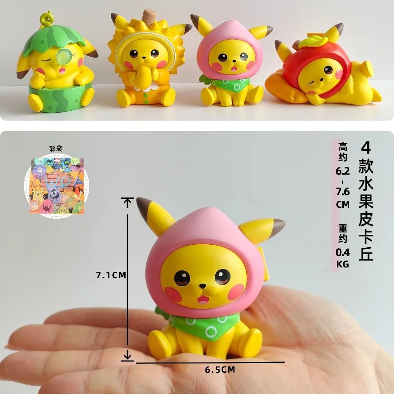 Pokemon di alta qualità Figura Anime Giocattoli Carino Frutta Pikachu Cieco Box Figurine Durian Pikachu Desktop Ornamento Regalo di Festa
