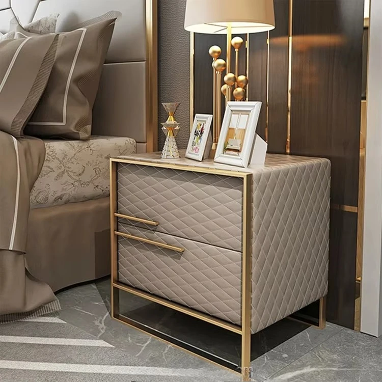 Hot Sale Modern Bedside Table Bedroom Luxury Bedside Table Gold Stainless Steel Bedside Table