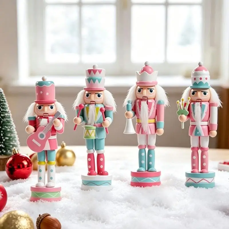 Christmas Nutcrackers Soldier Figurine Assorted Christmas Nutcrackers Decors with Instrument and Drum Features, 37JD