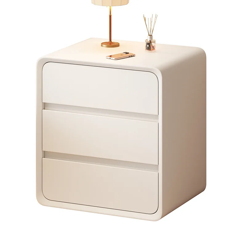 

Прикроватная тумбочка из массива дерева, современная, минималистичная, кремового цвета, под старину, с беспроводной зарядкой, для спальни/квартиры