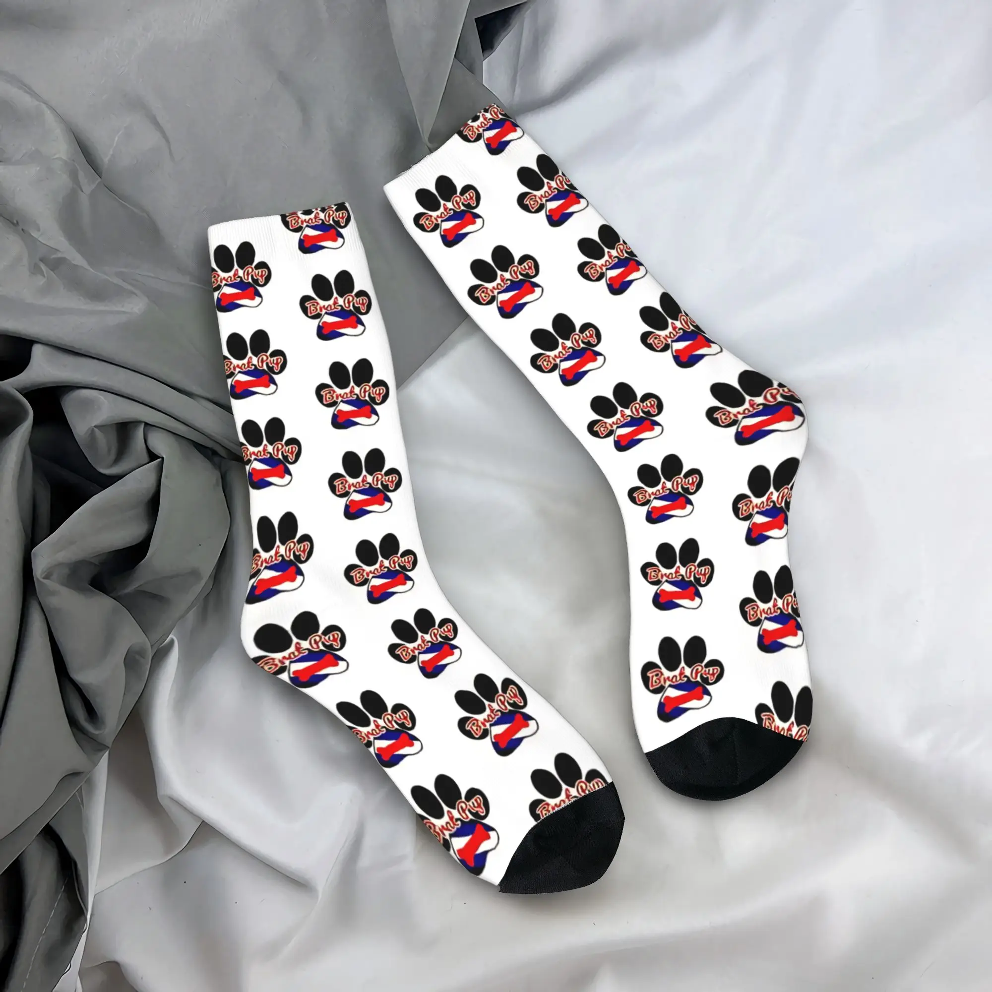 

Brat Pup Pride Socks Autumn Stockings Casual Men Comfortable Socks Graphic Outdoor Non-Slip Socks