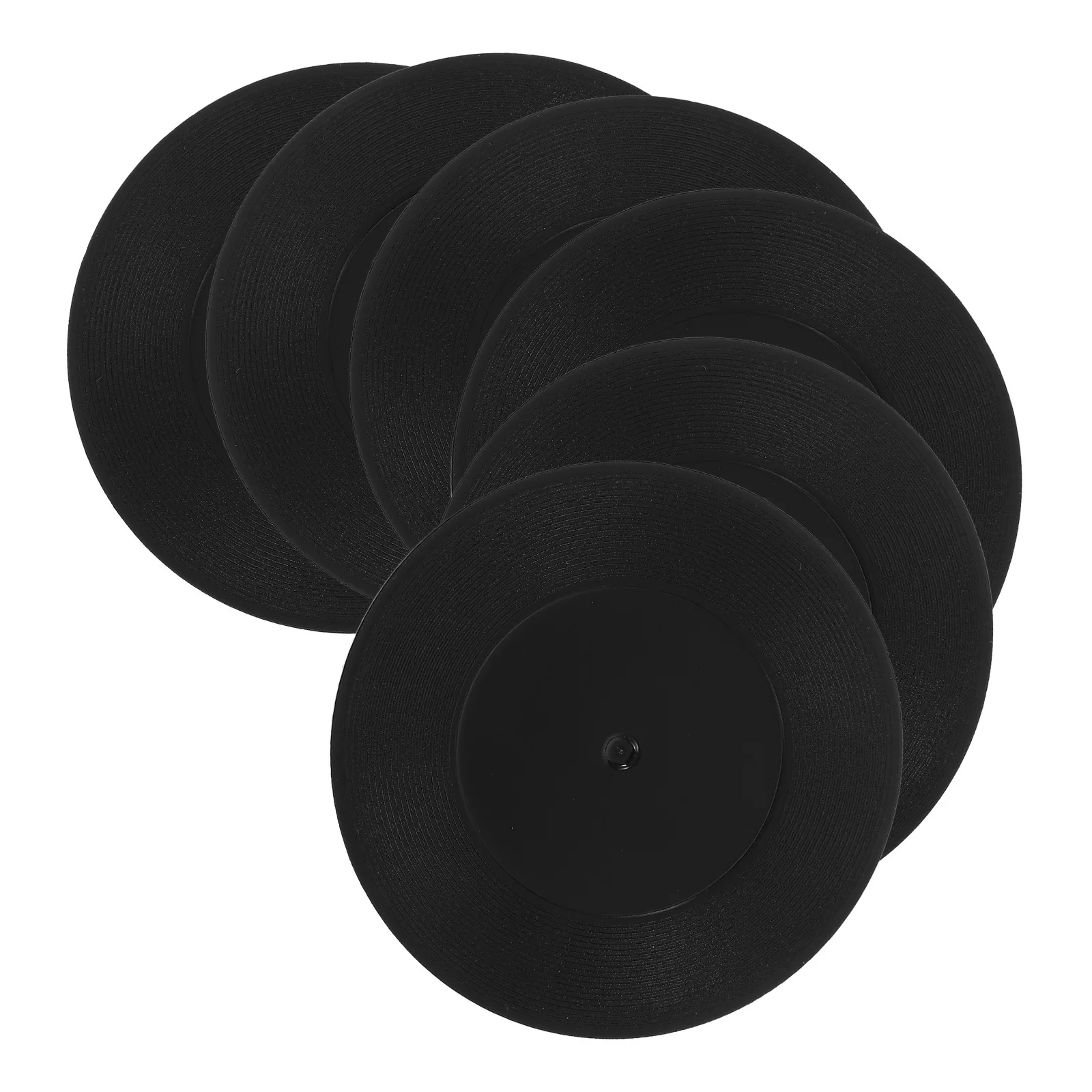 

6pcs Retro Drink Coasters Vinyl Record Design Unique Tabletop Protection Abs Non-Slip For Home Bar Coffee Table Decor