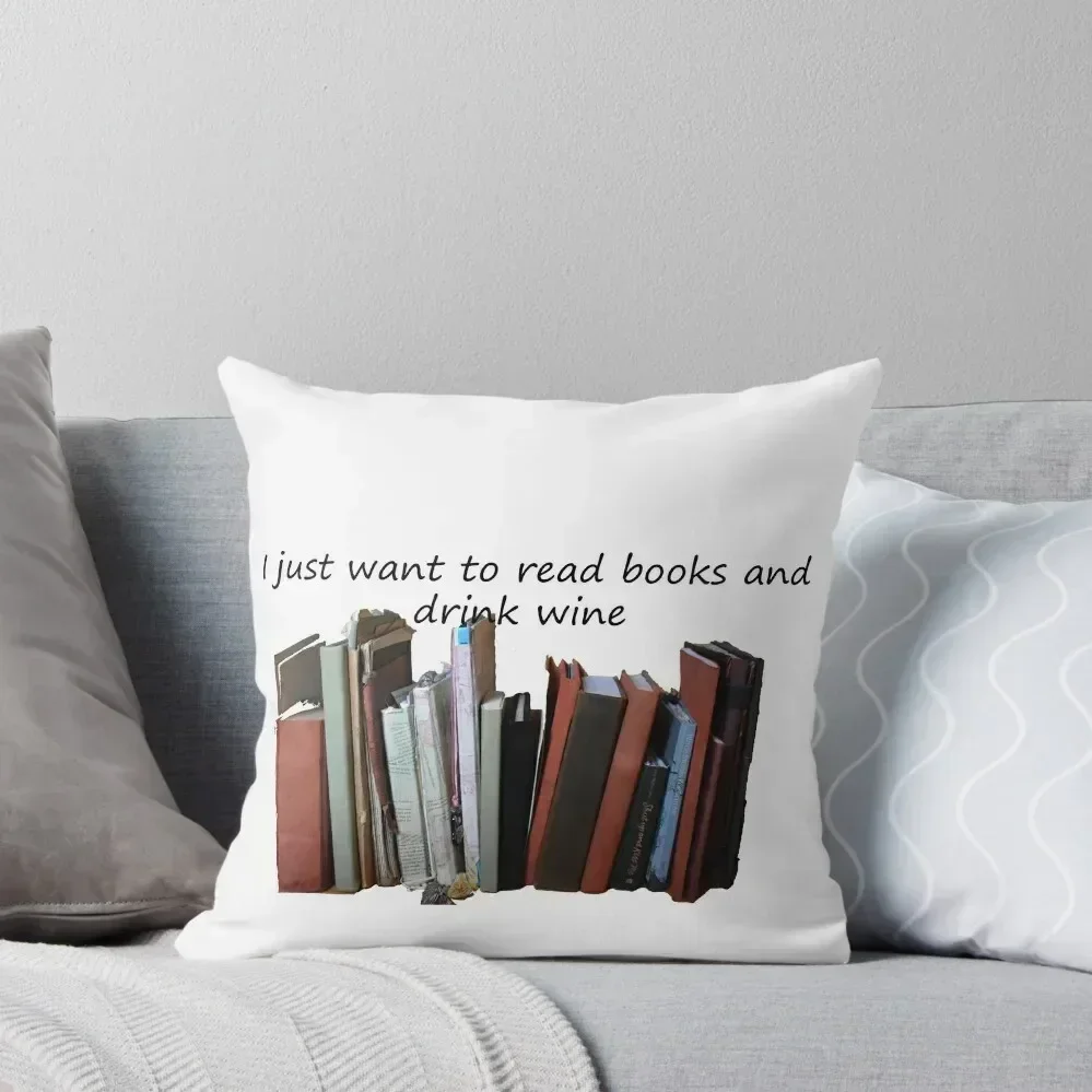 

I just want to read books and drink wine Throw Pillow Rectangular Cushion Cover Anime christmas pillowcases pillow