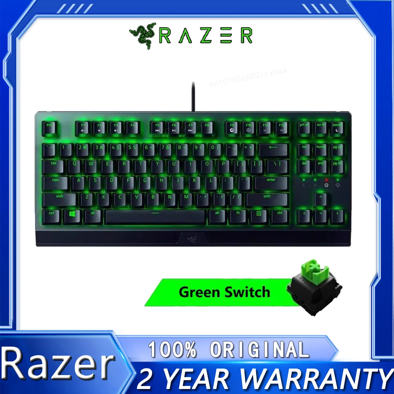 لوحة مفاتيح الألعاب الميكانيكية السلكية Razer BlackWidow X Tenkeyless 87 مفتاحًا للكمبيوتر المحمول وسطح المكتب ولوحة مفاتيح للرياضات الإلكترونية بإضاءة خلفية خضراء #2