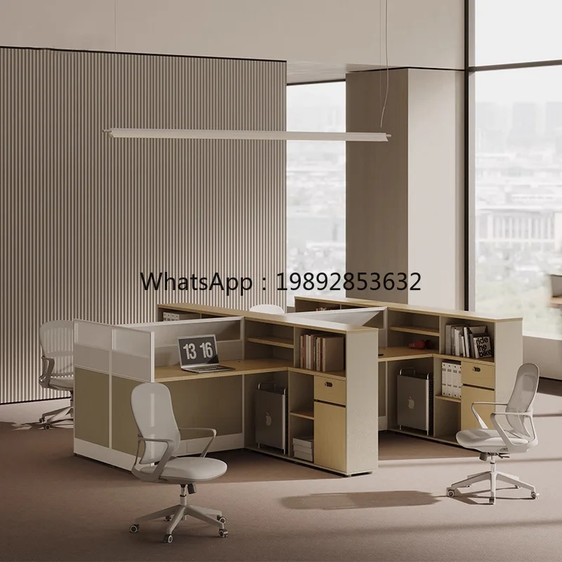 LYY Screen Desk Cross L-Shaped F-Shaped T-Shaped Workstation Card Seat Employee Staff Four 6 Six-Person Financial Desk Chair Set