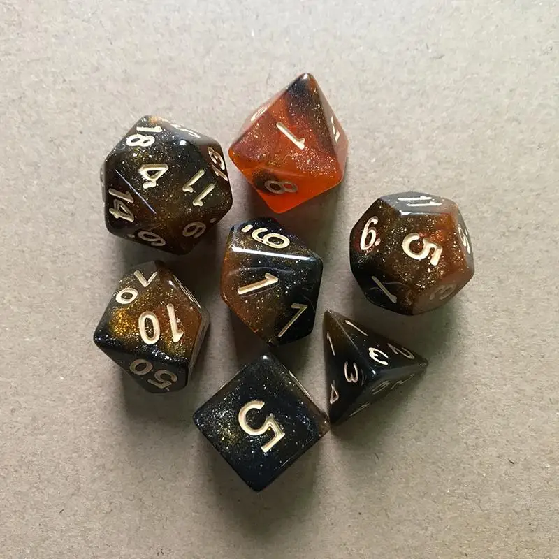 7PCS/Set Polyhedral Dice Starry Sky Multi-sided Dice Set Number Game Dice For DnD RPG 4 6 8 10 12 20 D4-D20