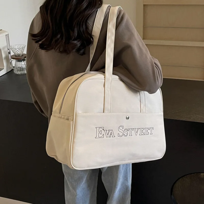 Bolsa de viaje de gran capacidad con letras bordadas, bolsa de Fitness para alojamiento de corta distancia, almacenamiento Simple y versátil, a la moda, novedad