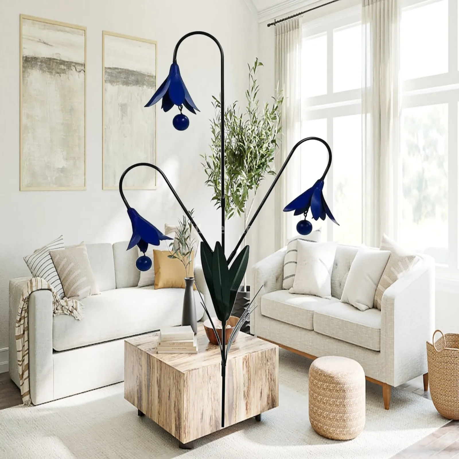Garden Stake with Hanging Bells Hyacinth-Inspired Iron Flower Stake Yard Decoration Antique Bronze-Style Decorative