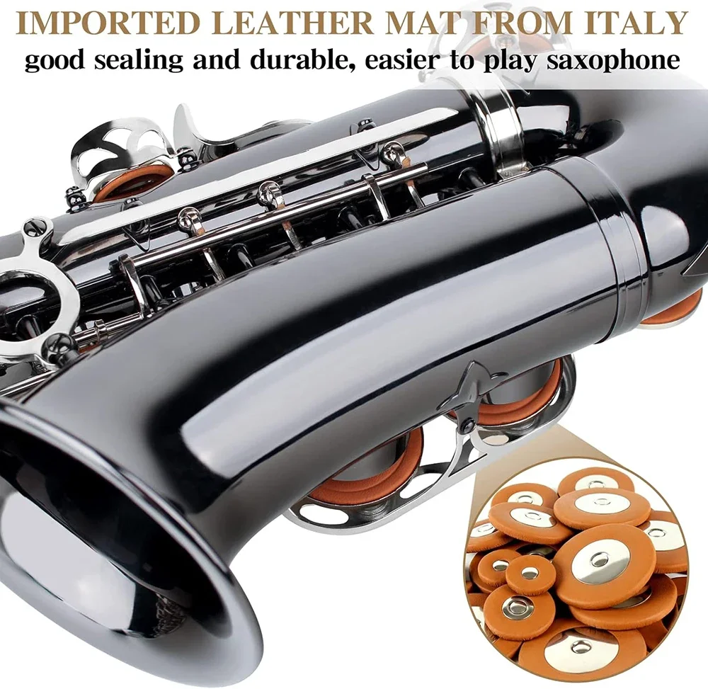 SLADE Eb Alto Saxophone للمبتدئين البالغين من النيكل الأسود مع قفازات حزام القصب للتنظيف - ملحقات الآلات الموسيقية #6