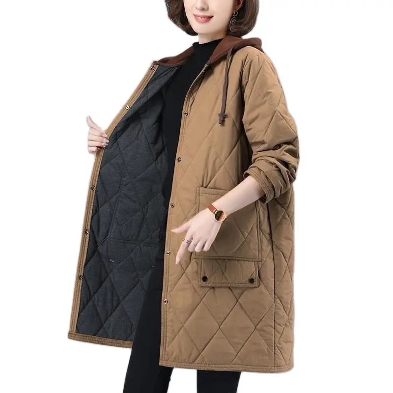 

High Quality Women's Cotton-Padded Coat 2023 New Loose Long Hooded Cotton Jacket Casual Autumn Winter Windbreaker Outerwear