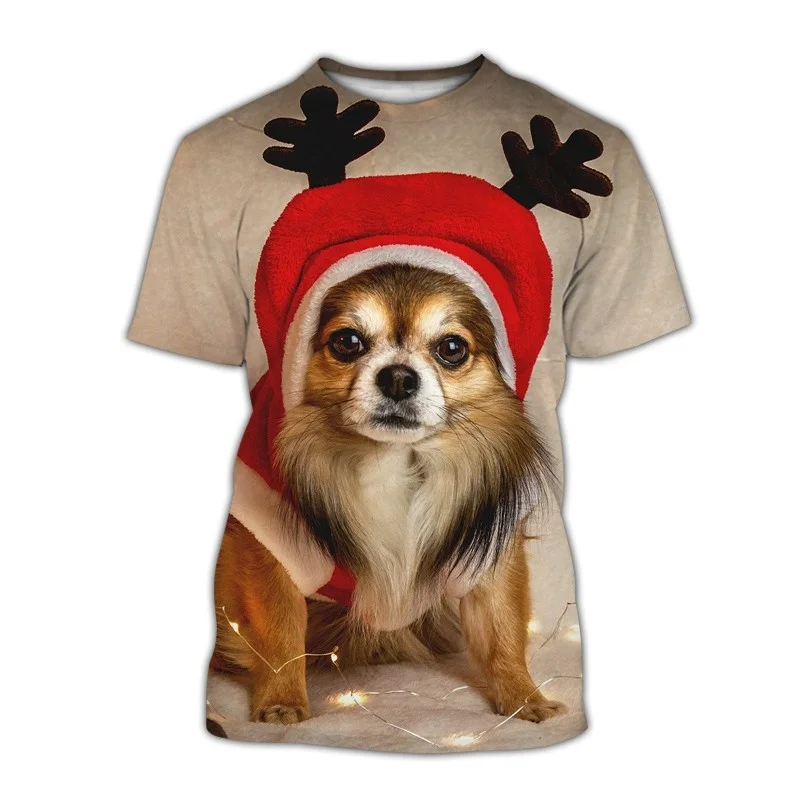 Pets Dog Chihuahua Men T-Shirt Summer Tops Street T Shirt Casual 3d Printed Animal Short Sleeve Outdoor Holiday Male Kids Tee