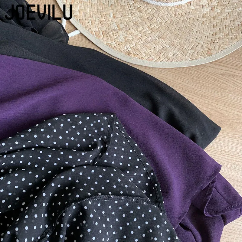 Joevilu sem mangas rendas até halter chiffon camisas pura proteção solar cover-up solto casual gravata borboleta blusa feminina sexy topos