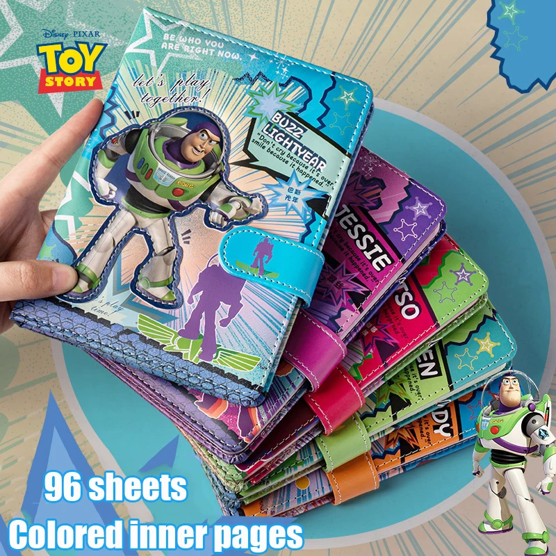 Disney Notebook Kawaii Toy Story Cute Anime Buzz Lightyear Lotso Student Magnetic Buckle Cartoon Color Pages Notebook Girl Gifts