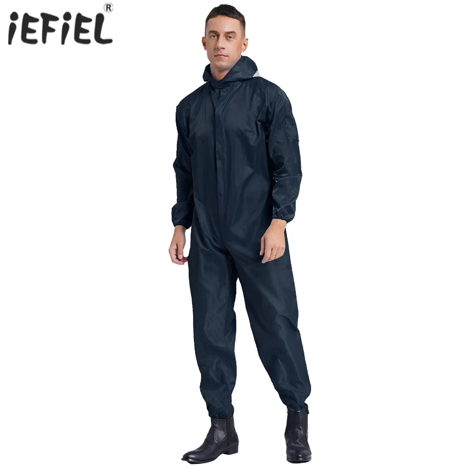 Mens Front Zipper Hoodies Overalls Labor Protection Factory Workshop Protective Work Clothes Full Body Cover Coveralls Jumpsuit