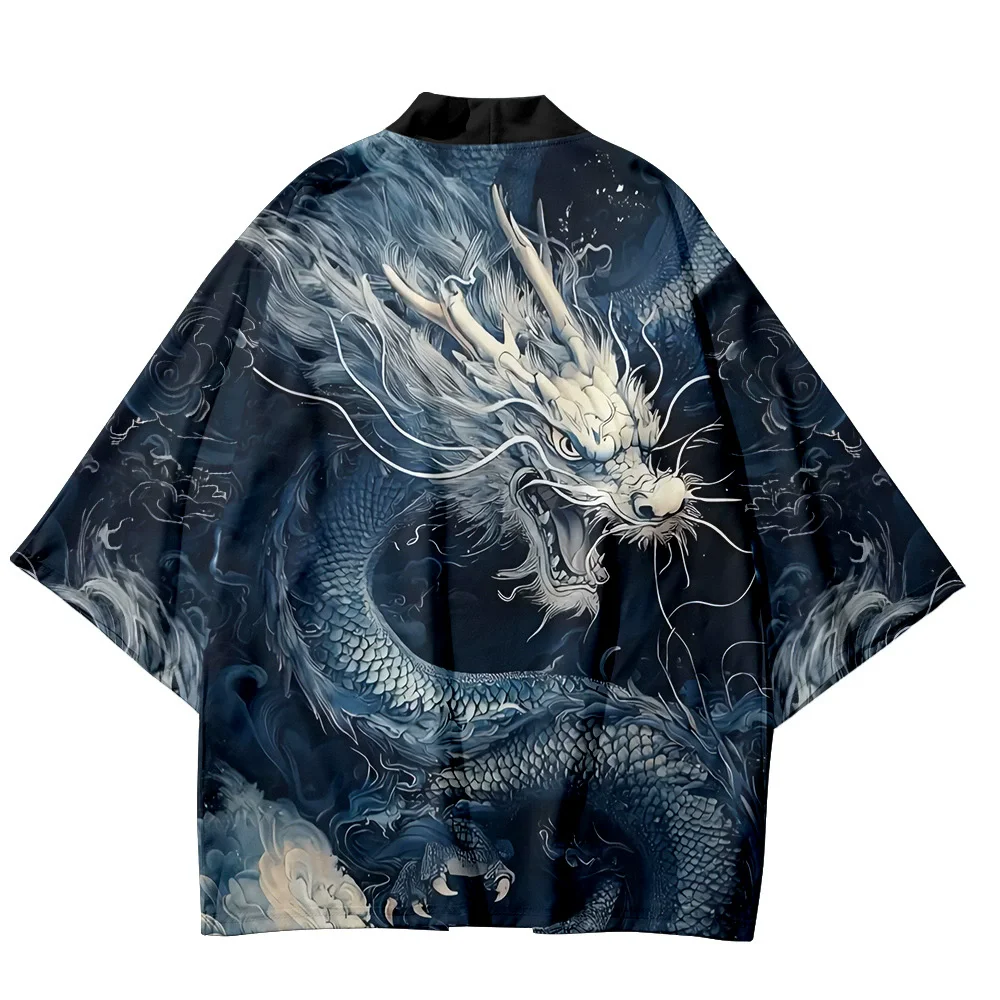 

Fashion Harajuku Anime dragon Print Women Yukata Casual Cardigan Kimono 2025 Summer Beach Shirt Japanese Haori Clothes