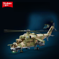 Sluban Assembled building blocks MI24S armed transport helicopter KA52S gunship model boy toy birthday gift