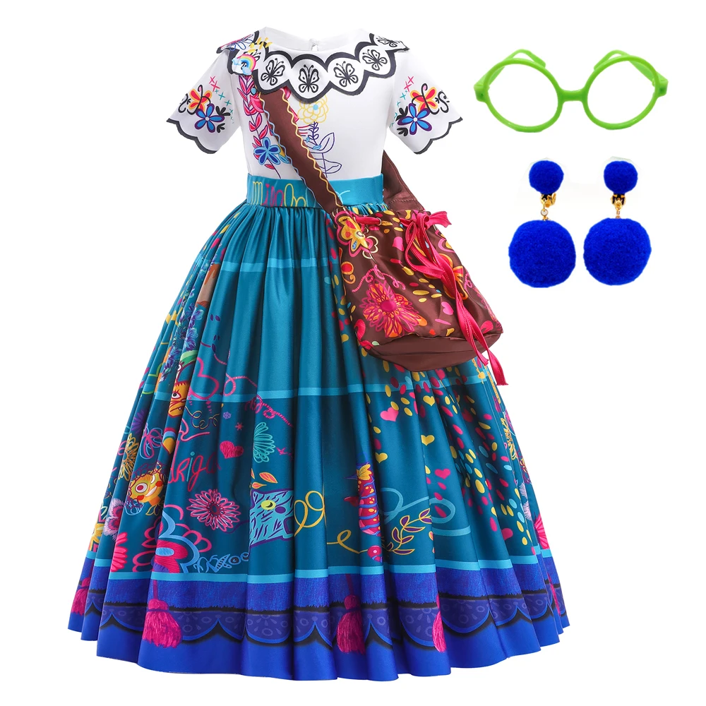 Encanto Mirabel Costume Cosplay Dress For Girls Children Fancy Carnival Halloween Dress Kids Girl Princess Wedding Party Dresses