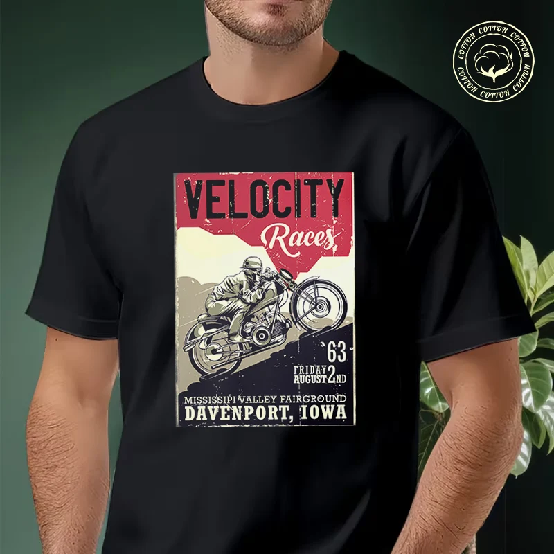 

Motor Racing Vintage Men's Moto T Shirt Casual Dress High Quality Mens Cotton Round Neck Short Sleeved T-shirt